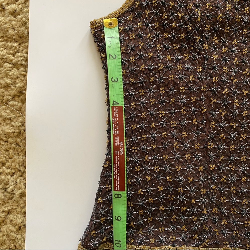Adrianna Papell Three Piece Chocolate Brown Formal Gown with Gold Beaded Accents - Picture 15 of 16